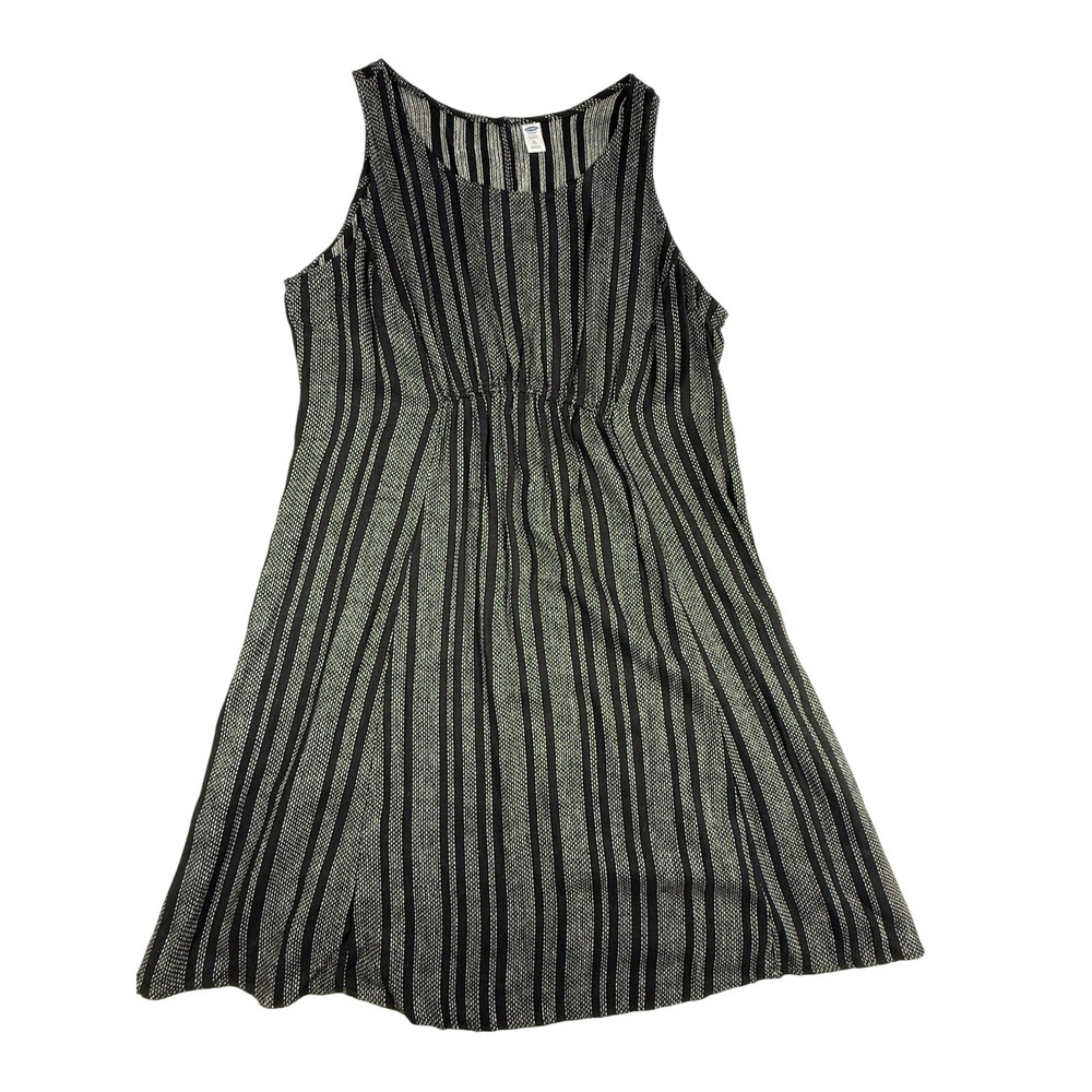 Old Navy Maternity Shift Dress Sz XL Black Striped Linen Blend Beach Casual Boho